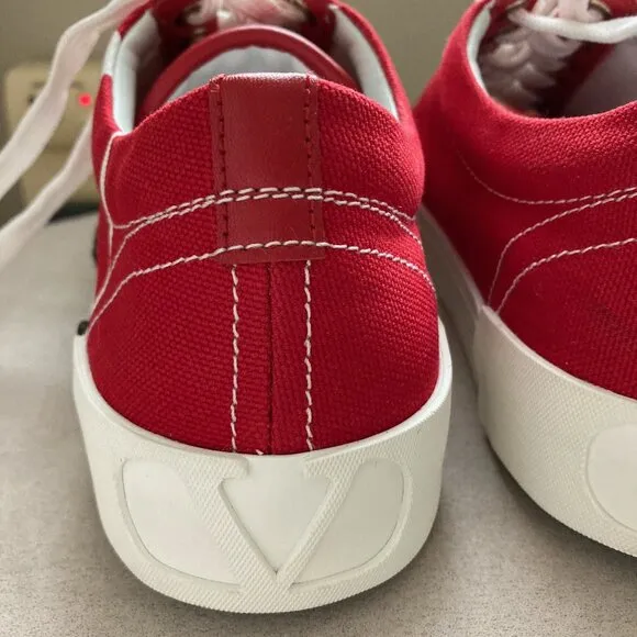 Red canvas sneakers
