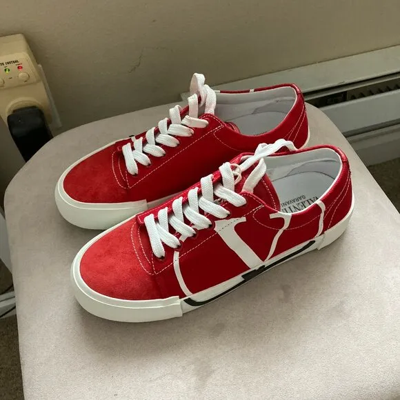 Red canvas sneakers
