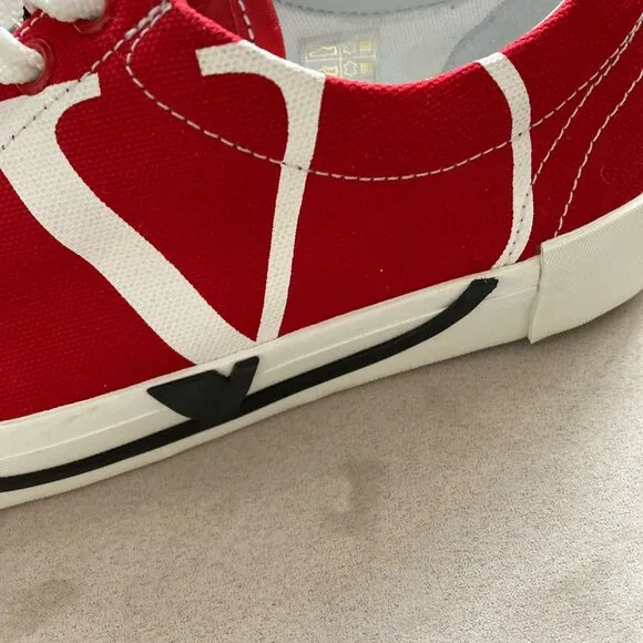 Red canvas sneakers
