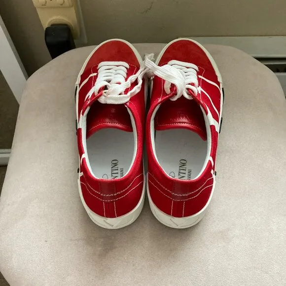 Red canvas sneakers