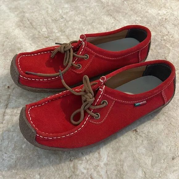 Red Handmade Loafers Size 7