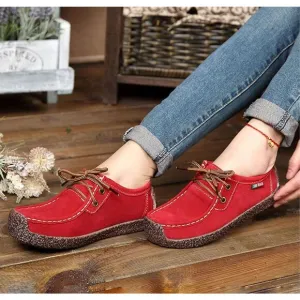 Red Handmade Loafers Size 7