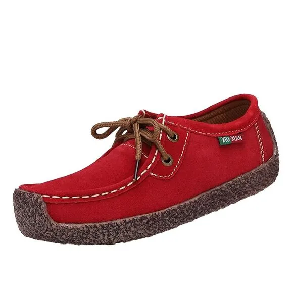 Red Handmade Loafers Size 7