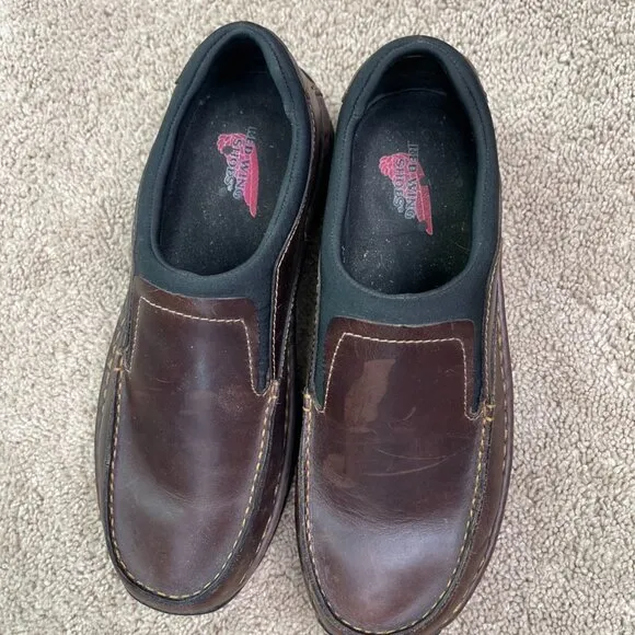 Red Wing Loafers Mens 9 Brown Leather Slip On Oil Resistant Slip Resistant #4054