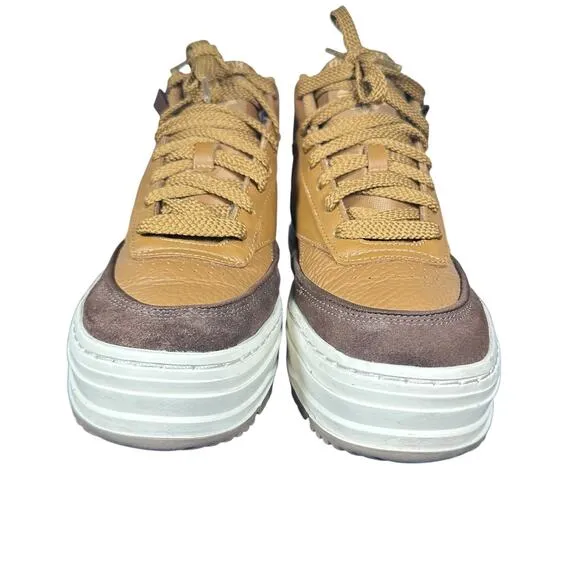Reebok Club C Double Geo Mid Brown Platform Sneakers GZ2235 Womens Sz 8 leather