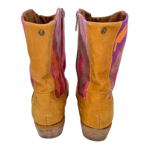 Reef Desert Bloom Mid Western Boots Low Heel Zip Tan Suede Southwest Womens 8