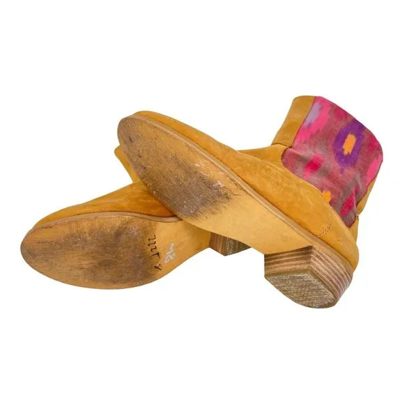 Reef Desert Bloom Mid Western Boots Low Heel Zip Tan Suede Southwest Womens 8