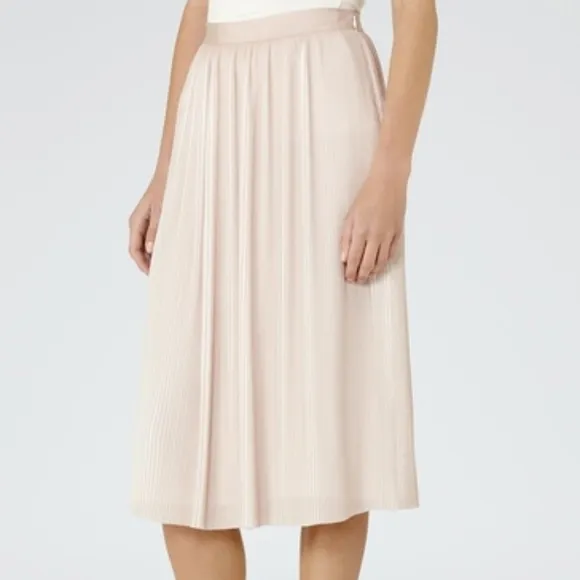 REISS Adalie Plisse Midi Skirt  USA 6   UK 10
