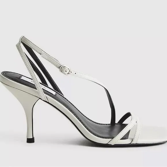 Reiss Bali Heeled Strappy Stiletto Sandals in Off White Size 40, US 9.5