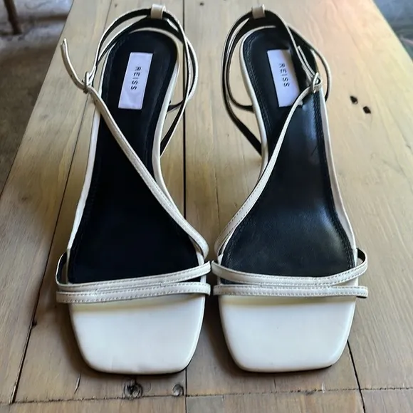 Reiss Bali Heeled Strappy Stiletto Sandals in Off White Size 40, US 9.5