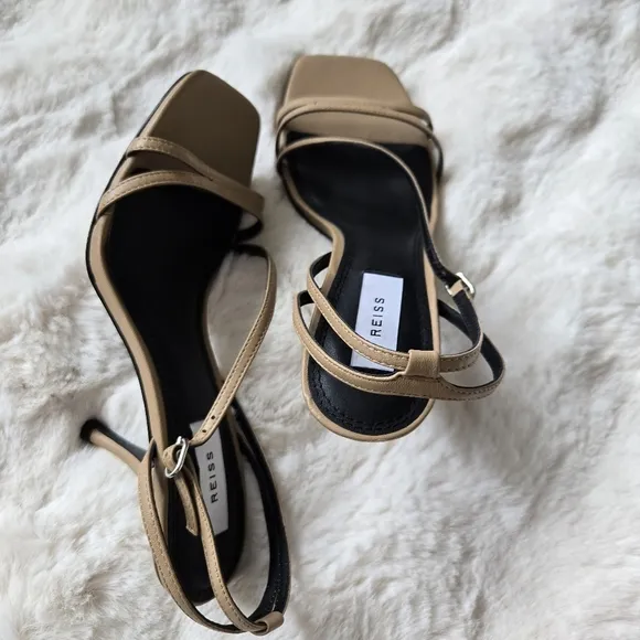 Reiss Bali Strappy Sandals In Biscuits Size 37