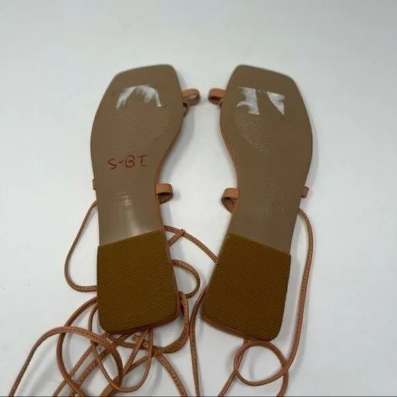 Revolve Alias Mae Anika Strappy Tan leather wrap up sandals EU 38 US 7.5-8 BoxO