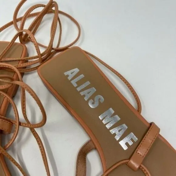 Revolve Alias Mae Anika Strappy Tan leather wrap up sandals EU 38 US 7.5-8 BoxO