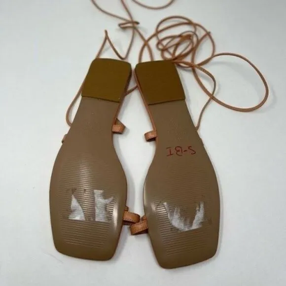 Revolve Alias Mae Anika Strappy Tan leather wrap up sandals EU 38 US 7.5-8 BoxO