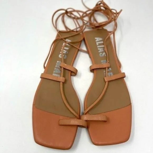 Revolve Alias Mae Anika Strappy Tan leather wrap up sandals EU 38 US 7.5-8 BoxO