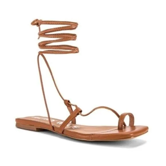 Revolve Alias Mae Anika Strappy Tan leather wrap up sandals EU 38 US 7.5-8 BoxO
