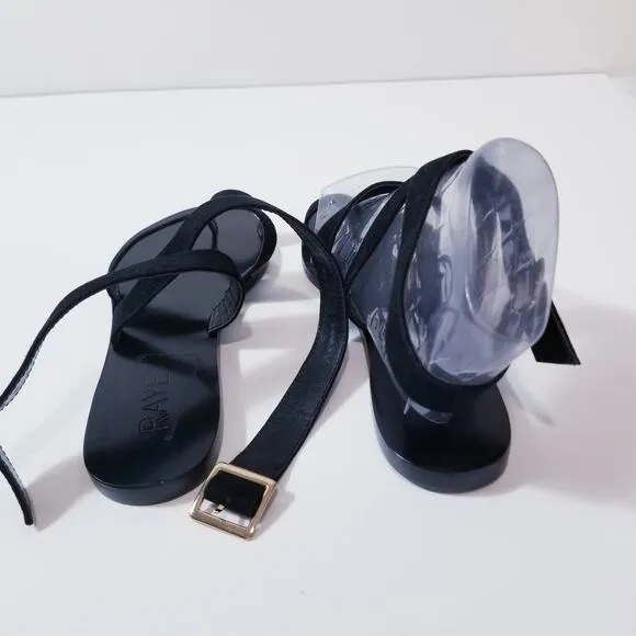 Revolve Raye Black Toe Ring Strappy Sandals