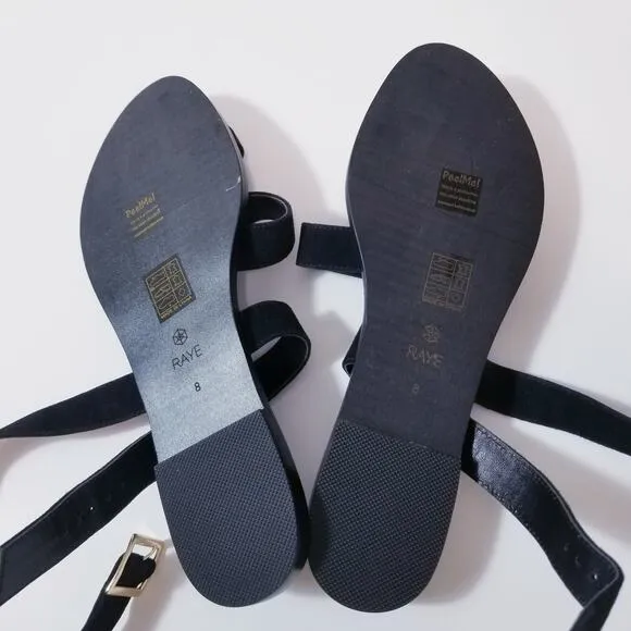 Revolve Raye Black Toe Ring Strappy Sandals