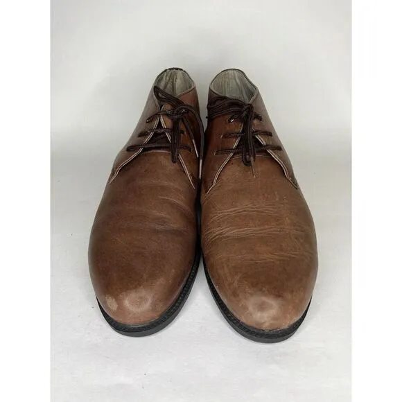 Rhea Chukka Brown Leather Lace Up Desert Ankle Boots Men Sz 10.5M US/44EU