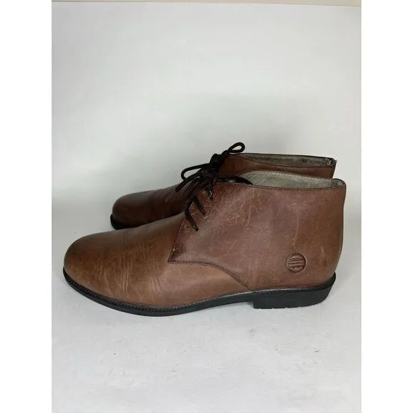 Rhea Chukka Brown Leather Lace Up Desert Ankle Boots Men Sz 10.5M US/44EU