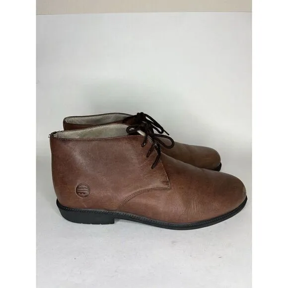 Rhea Chukka Brown Leather Lace Up Desert Ankle Boots Men Sz 10.5M US/44EU