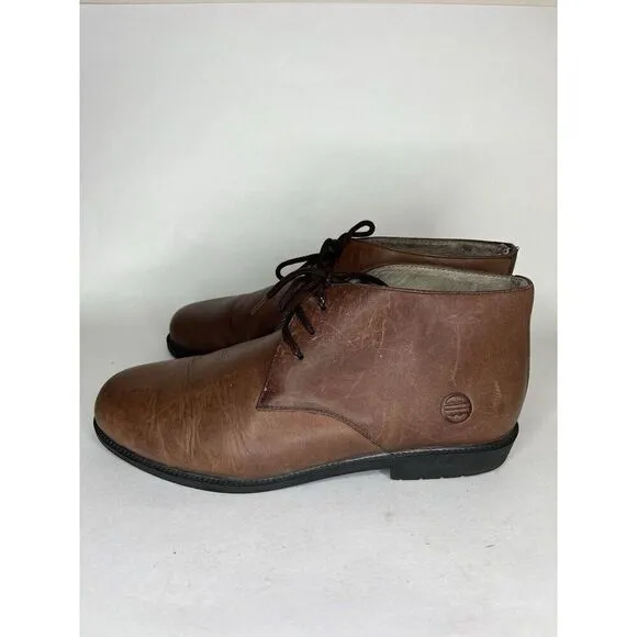 Rhea Chukka Brown Leather Lace Up Desert Ankle Boots Men Sz 10.5M US/44EU