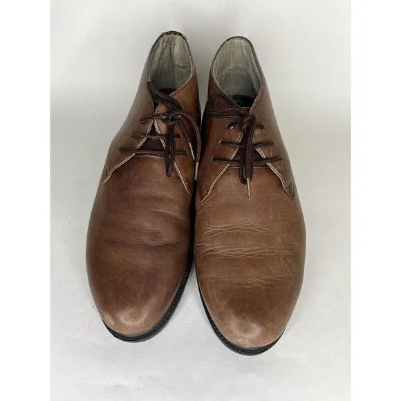 Rhea Chukka Brown Leather Lace Up Desert Ankle Boots Men Sz 10.5M US/44EU