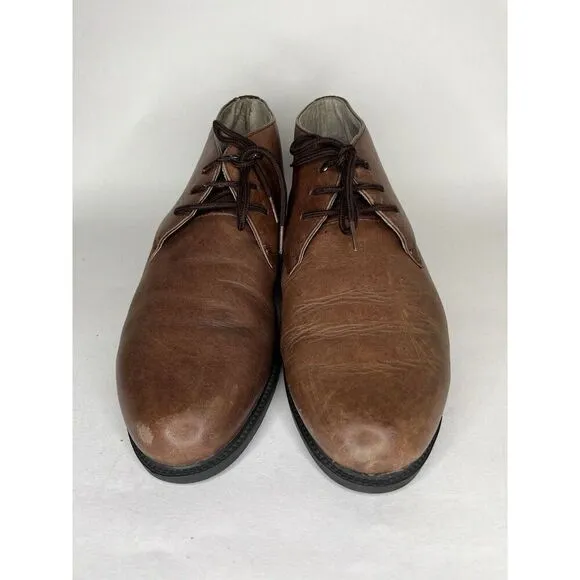 Rhea Chukka Brown Leather Lace Up Desert Ankle Boots Men Sz 10.5M US/44EU