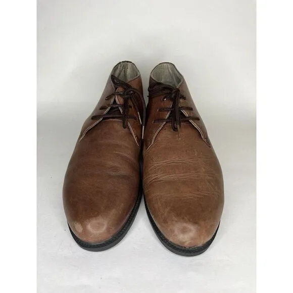 Rhea Chukka Brown Leather Lace Up Desert Ankle Boots Men Sz 10.5M US/44EU