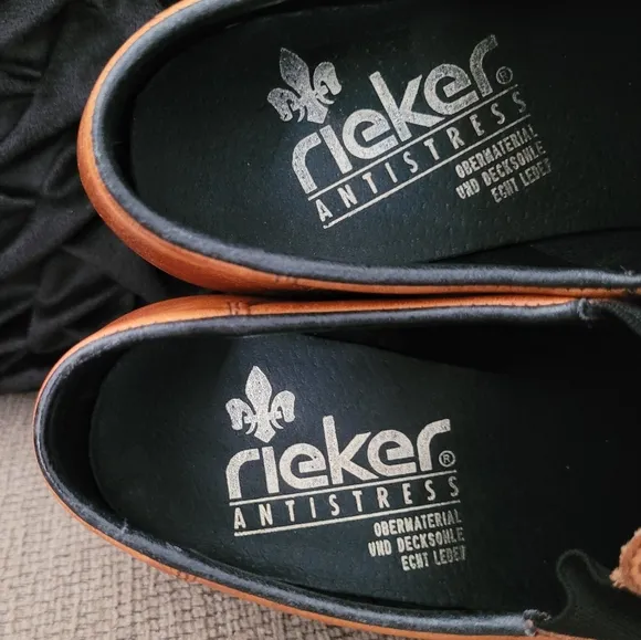 RIEKER ANTI STRESS GENUINE LEATHER DISTRESSED SLIP ON LOAFERS