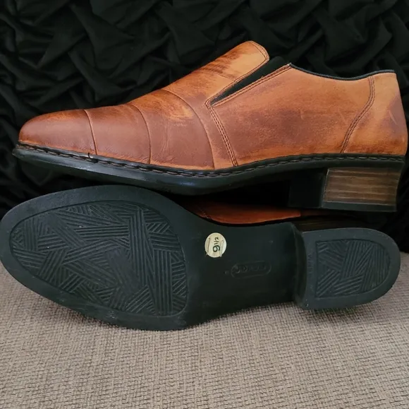 RIEKER ANTI STRESS GENUINE LEATHER DISTRESSED SLIP ON LOAFERS