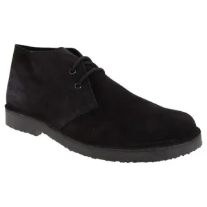 Roamers Mens Real Suede Round Toe Unlined Casual Desert Ankle Boots /Shoes / Bla