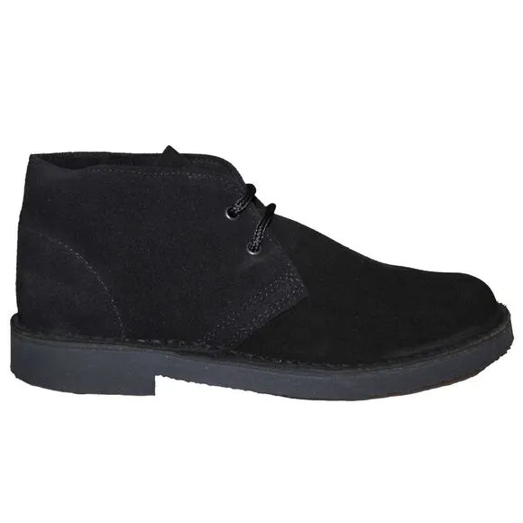 Roamers Mens Real Suede Round Toe Unlined Casual Desert Ankle Boots /Shoes / Bla