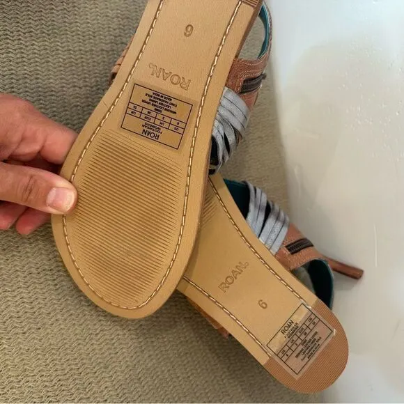 ROAN by Bed Stu Almond Esme Leather Strappy Thong Sandal size 6