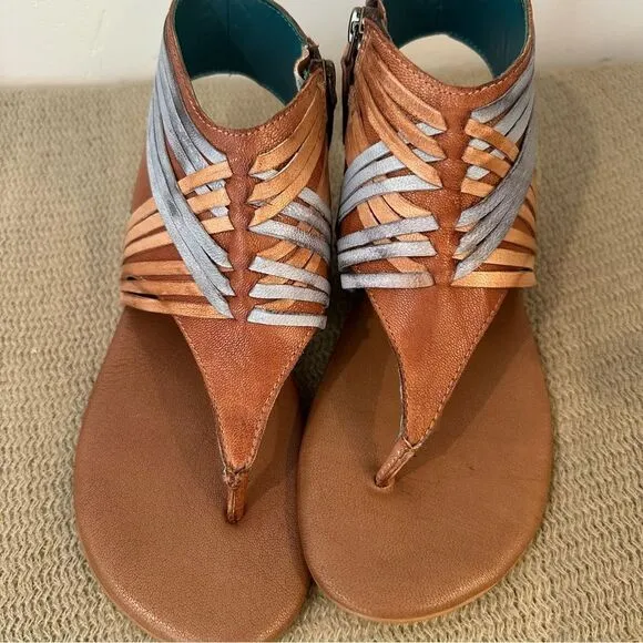 ROAN by Bed Stu Almond Esme Leather Strappy Thong Sandal size 6