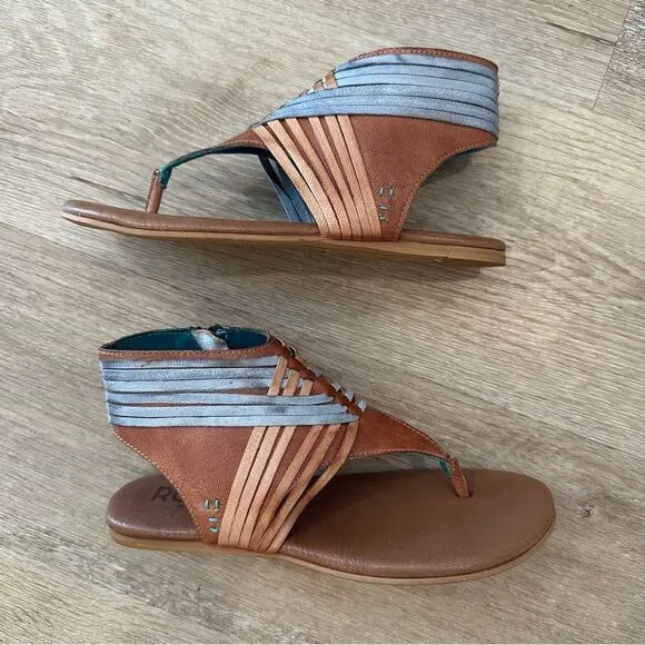 ROAN by Bed Stu Almond Esme Leather Strappy Thong Sandal size 6