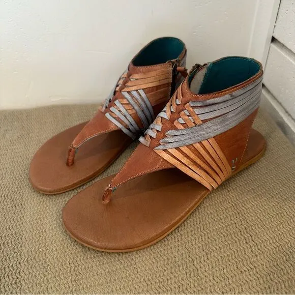 ROAN by Bed Stu Almond Esme Leather Strappy Thong Sandal size 6