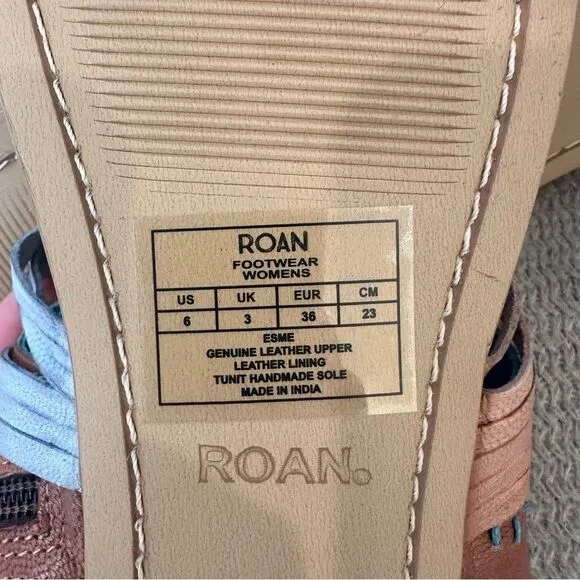 ROAN by Bed Stu Almond Esme Leather Strappy Thong Sandal size 6