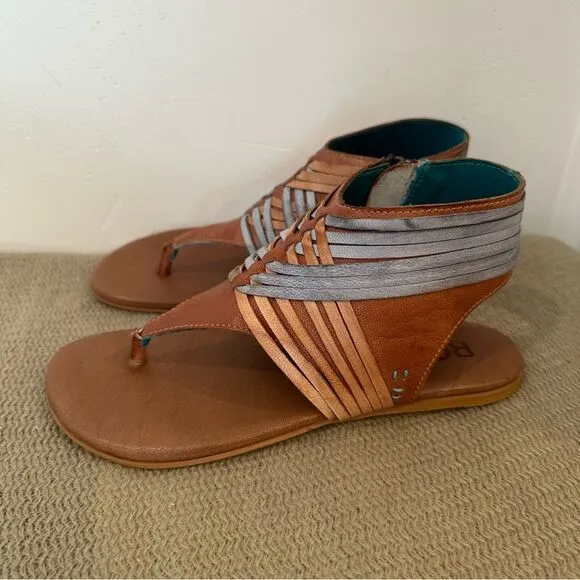ROAN by Bed Stu Almond Esme Leather Strappy Thong Sandal size 6