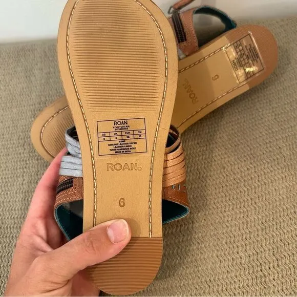 ROAN by Bed Stu Almond Esme Leather Strappy Thong Sandal size 6