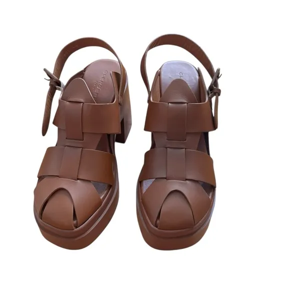 Robert Clergerie Fisherman Leather Platform Sandals 40