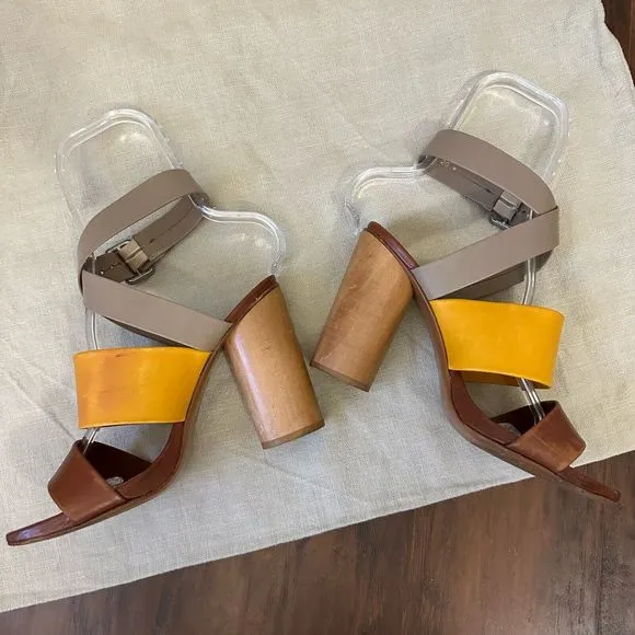ROBERT CLERGERIE Multicolor Ankle Strap High Heel Sandals Strappy RARE!!!