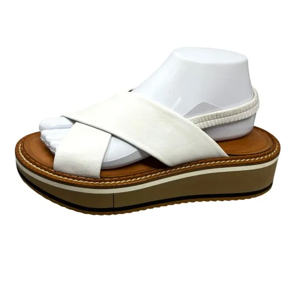 Robert Clergerie Paris Freedom White Lambskin Platform Strappy Sandals