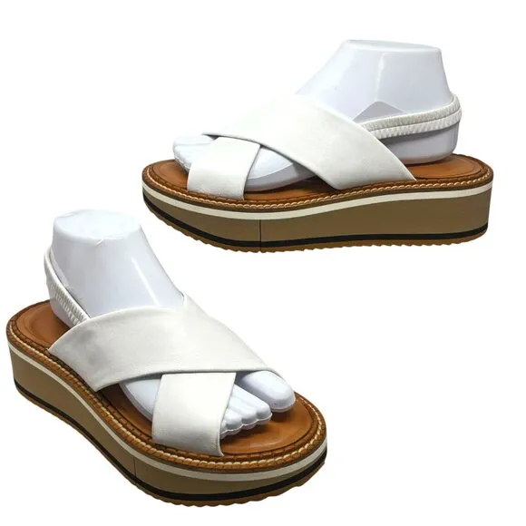 Robert Clergerie Paris Freedom White Lambskin Platform Strappy Sandals