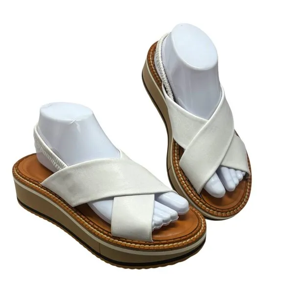 Robert Clergerie Paris Freedom White Lambskin Platform Strappy Sandals
