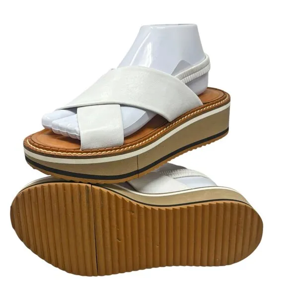 Robert Clergerie Paris Freedom White Lambskin Platform Strappy Sandals