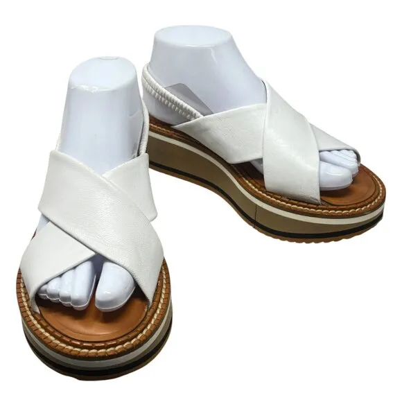 Robert Clergerie Paris Freedom White Lambskin Platform Strappy Sandals