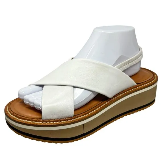 Robert Clergerie Paris Freedom White Lambskin Platform Strappy Sandals