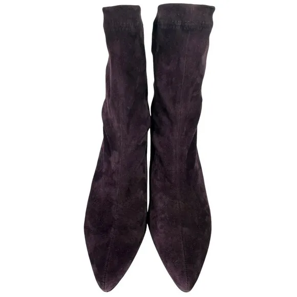 Robert Clergerie Paris Purple Plum Suede Ankle Boots Pull On Stretch Size 10