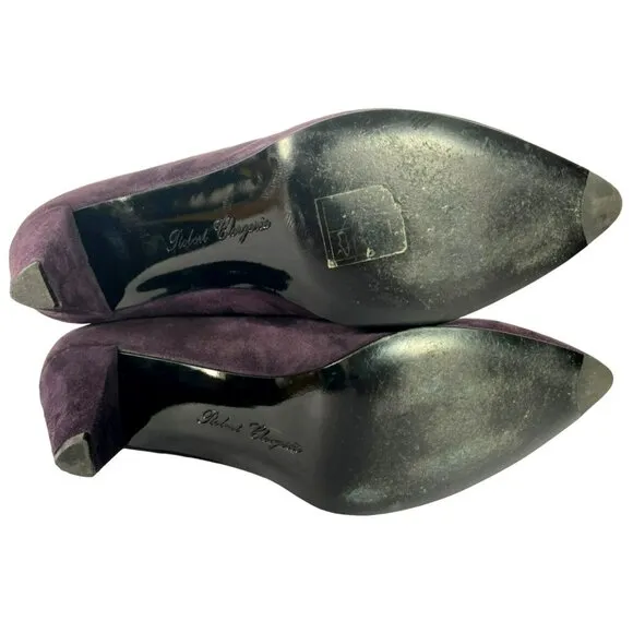 Robert Clergerie Paris Purple Plum Suede Ankle Boots Pull On Stretch Size 10